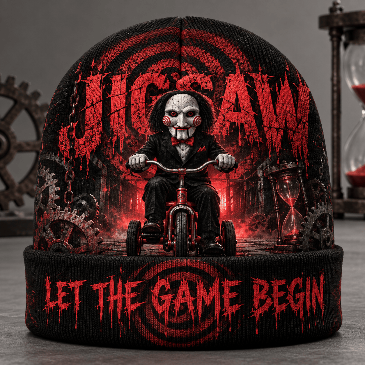 Jigsaw Let the Game Begin Saw Billy Puppet Beanie Hat Jigsaw Let the Game Begin Saw Billy Puppet Beanie Hat
