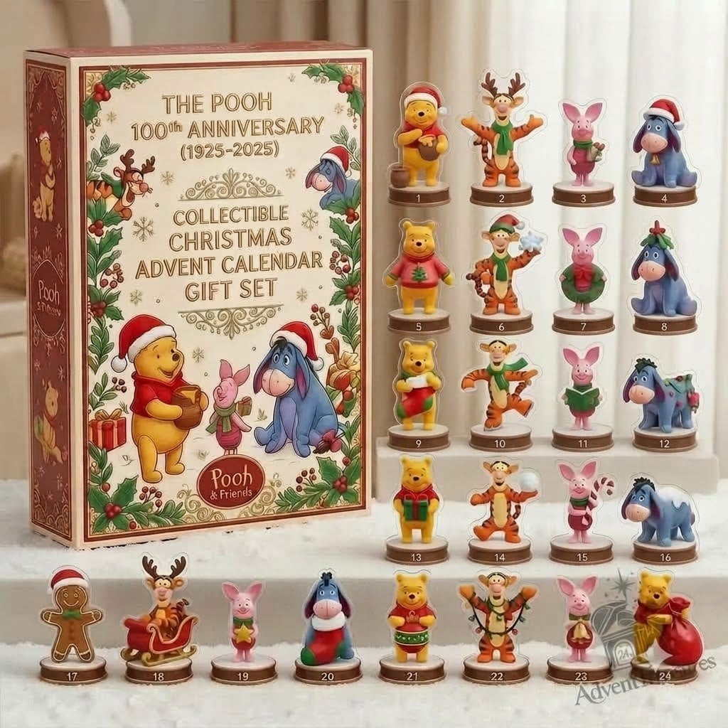 Disney Winnie The Pooh 100th Anniversary 1925-2025 Collectible Christmas Advent Calendar 24 Figurine Gift Set Disney Winnie The Pooh 100th Anniversary 1925-2025 Collectible Christmas Advent Calendar 24 Figurine Gift Set