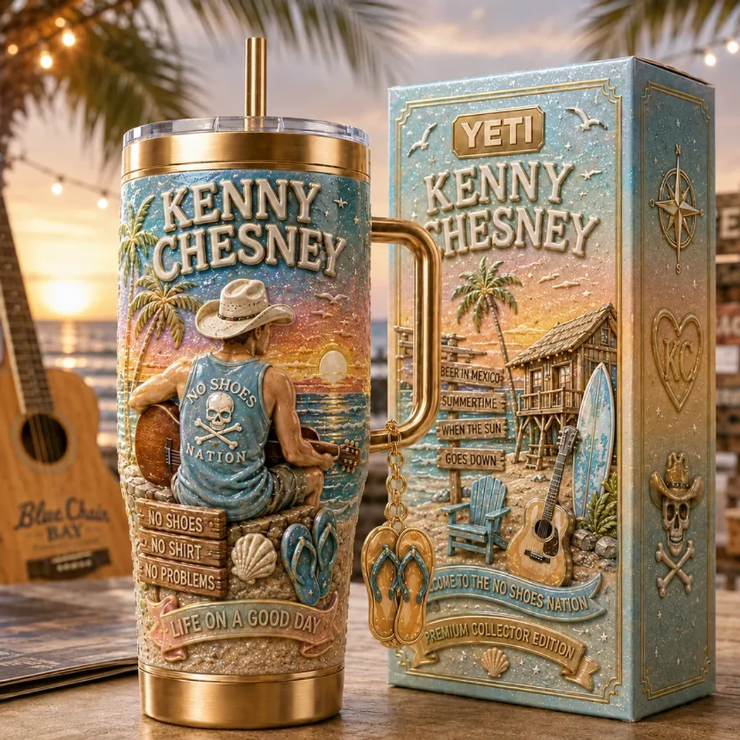 Kenny Chesney No Shoes Nation 3D Embossed Premium Insulated 40oz Tumbler Kenny Chesney No Shoes Nation 3D Embossed Premium Insulated 40oz Tumbler