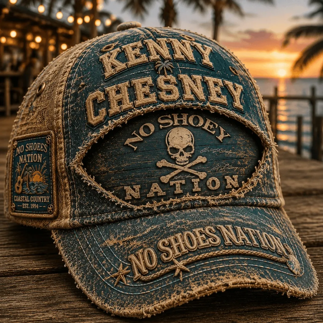 Kenny Chesney No Shoes Nation Vintage Distressed Coastal Country Baseball Cap Kenny Chesney No Shoes Nation Vintage Distressed Coastal Country Baseball Cap