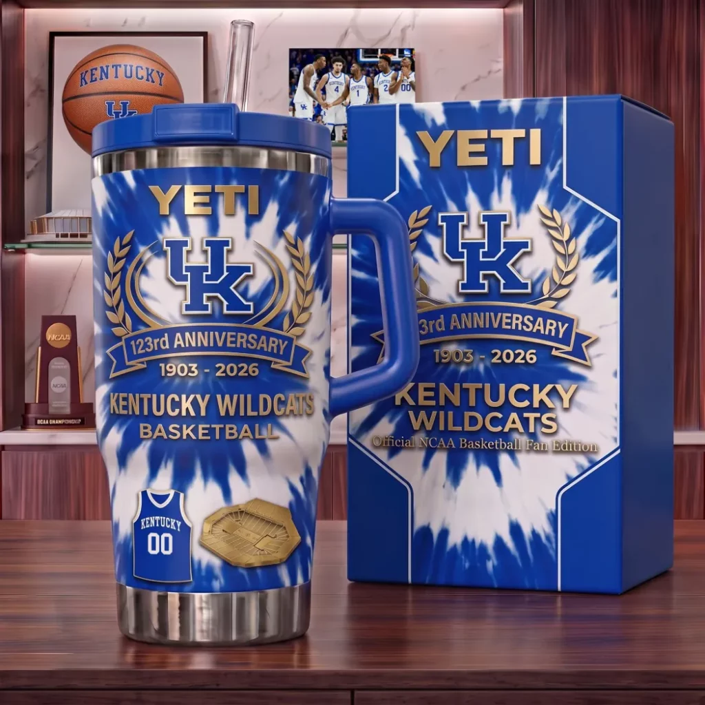 Kentucky Wildcats Basketball 123rd Anniversary Commemorative Blue Tie Dye 40oz Tumbler