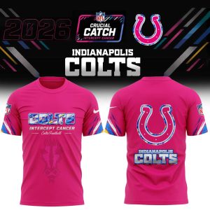Indianapolis Colts 2026 NFL Crucial Catch Intercept Cancer Pink Graphic Pullover All-Over Print Fleece Hoodie
