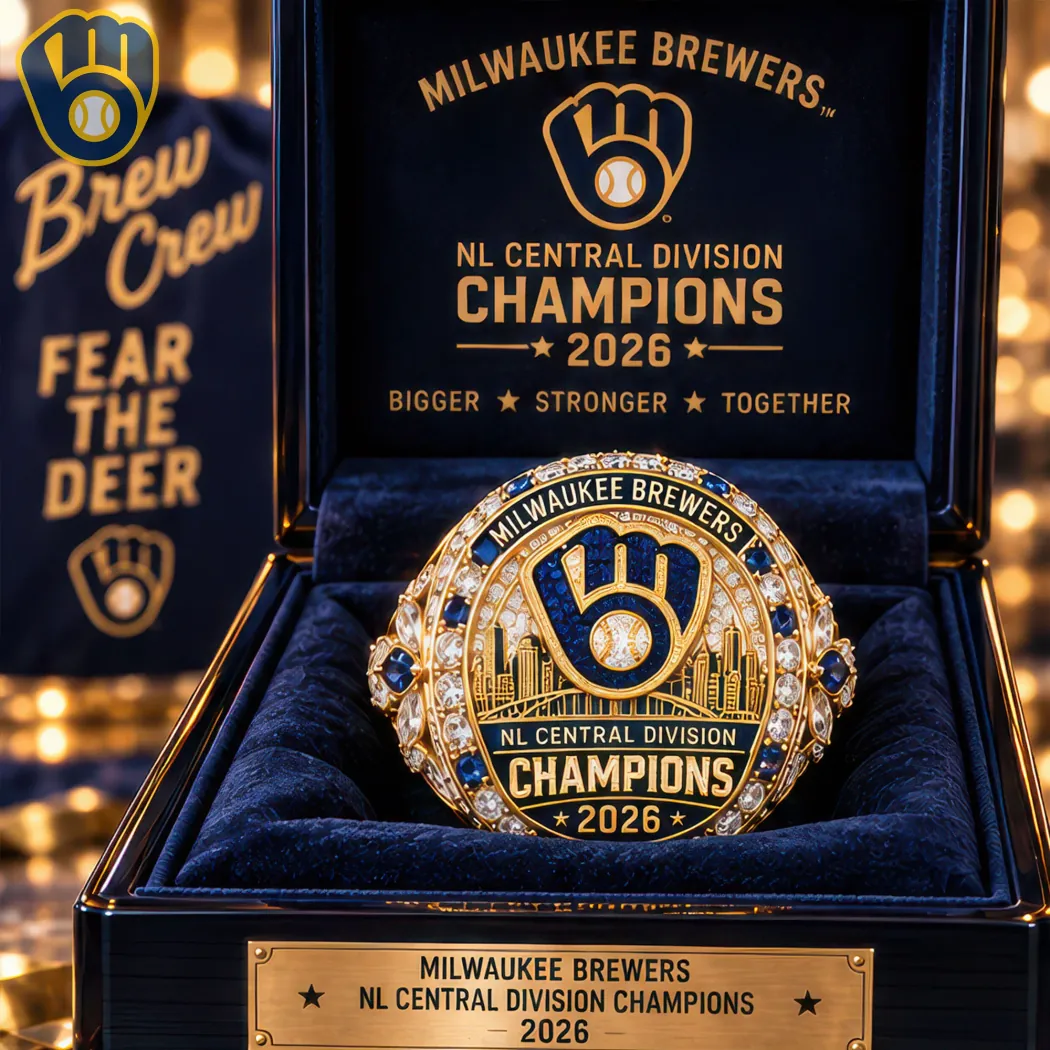 Milwaukee Brewers 2026 NL Central Division Champions Commemorative Gold Replica Championship Ring Milwaukee Brewers 2026 NL Central Division Champions Commemorative Gold Replica Championship Ring