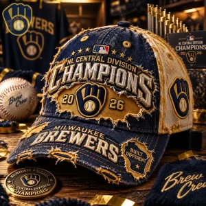 Milwaukee Brewers 2026 NL Central Division Champions Vintage Distressed Baseball Cap