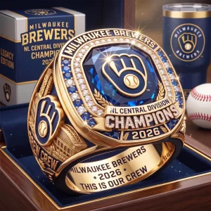 Milwaukee Brewers 2026 NL Central Division Champions Premium Commemorative Gold Replica Ring