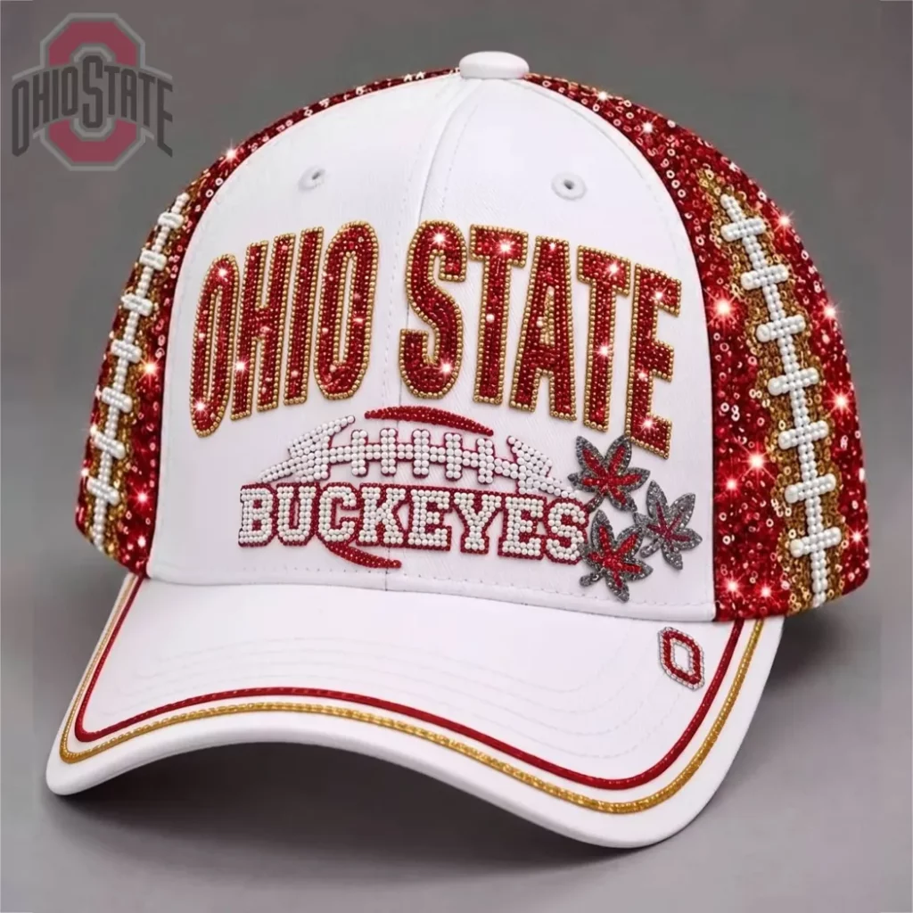 Ohio State Buckeyes Bling Rhinestone Sparkly Gameday Sequin Baseball Cap