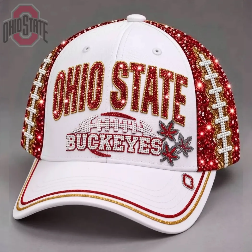 Ohio State Buckeyes Bling Rhinestone Sparkly Gameday Sequin Baseball Cap Ohio State Buckeyes Bling Rhinestone Sparkly Gameday Sequin Baseball Cap