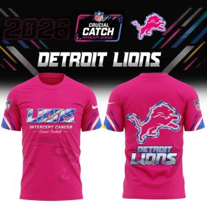 Detroit Lions 2026 NFL Crucial Catch Intercept Cancer Pink Graphic Pullover All-Over Print Fleece Hoodie