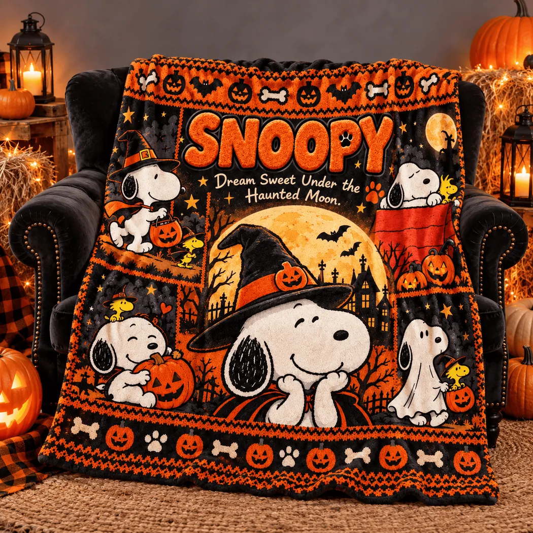 Peanuts Snoopy Dream Sweet Under the Haunted Moon Spooky Season Fleece Blanket Peanuts Snoopy Dream Sweet Under the Haunted Moon Spooky Season Fleece Blanket