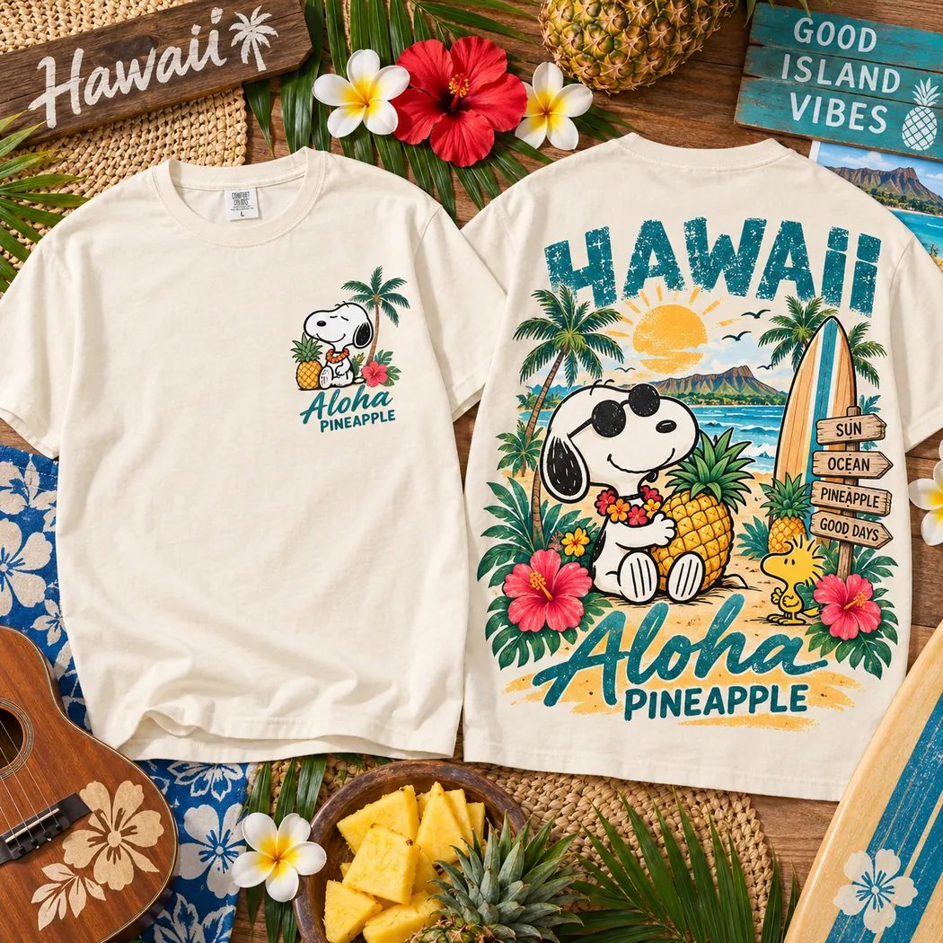 Snoopy Hawaii Aloha Pineapple Vintage Retro Summer Beach T-Shirt Snoopy Hawaii Aloha Pineapple Vintage Retro Summer Beach T-Shirt