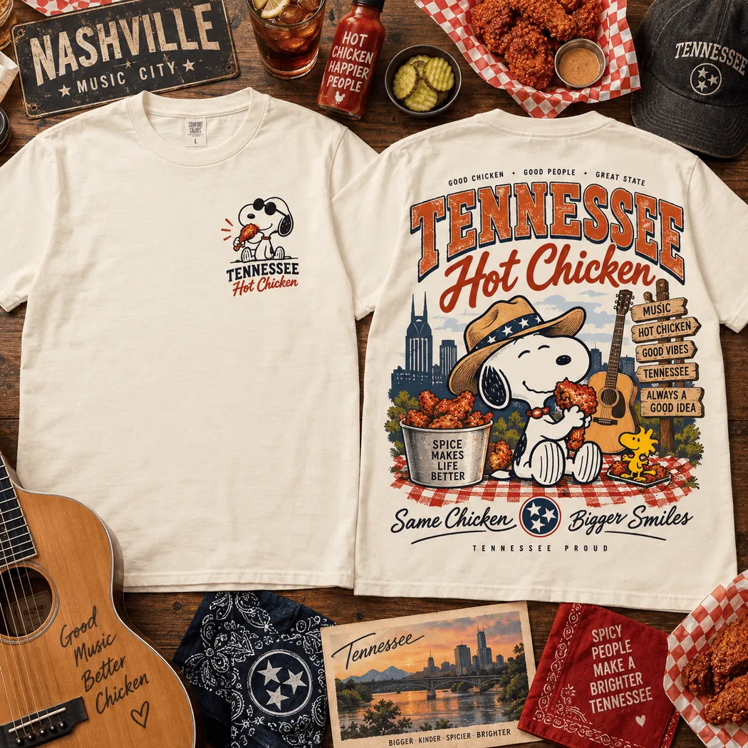 Snoopy Tennessee Nashville Hot Chicken Vintage Retro Graphic T-Shirt Snoopy Tennessee Nashville Hot Chicken Vintage Retro Graphic T-Shirt