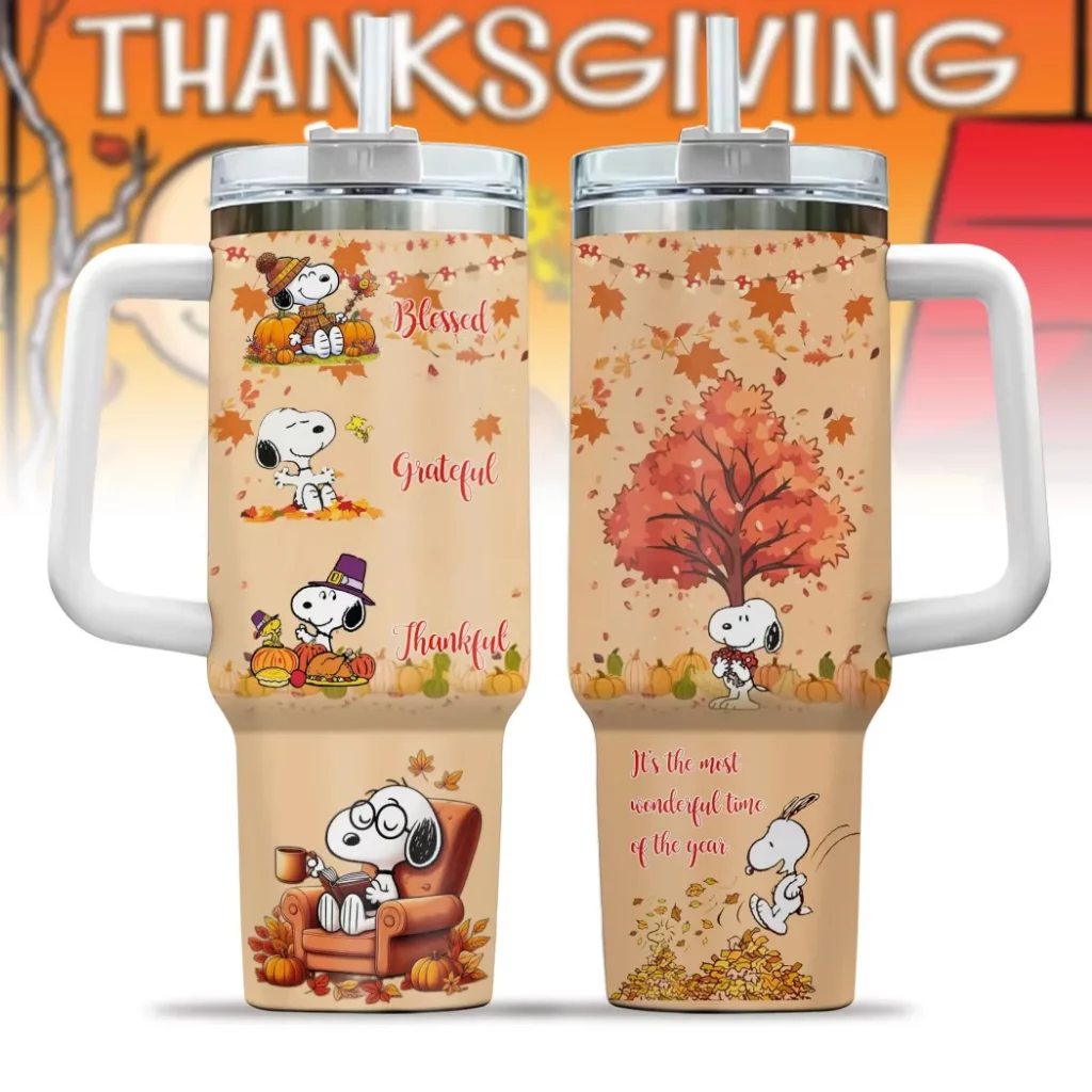 Snoopy Thanksgiving Holiday Most Wonderful Time of the Year 40oz Tumbler