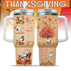 Snoopy Thanksgiving Holiday Most Wonderful Time of the Year 40oz Tumbler