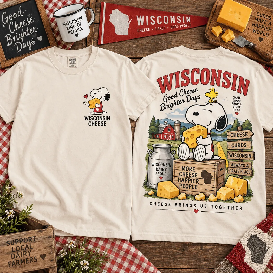Snoopy Wisconsin Cheese Dairy Pride Vintage Graphic T-Shirt Snoopy Wisconsin Cheese Dairy Pride Vintage Graphic T-Shirt