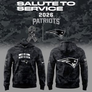 New England Patriots 2026 NFL Salute to Service Military Digital Camo Black Pullover Fleece Hoodie