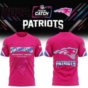 New England Patriots 2026 NFL Crucial Catch Intercept Cancer Pink Graphic Pullover All-Over Print Fleece Hoodie