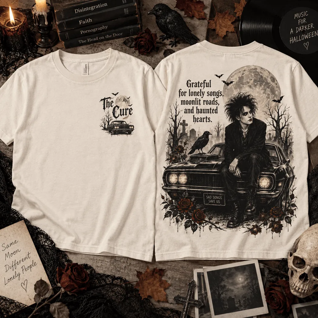 The Cure Robert Smith Grateful For Lonely Songs Vintage Gothic Rock T-Shirt The Cure Robert Smith Grateful For Lonely Songs Vintage Gothic Rock T-Shirt