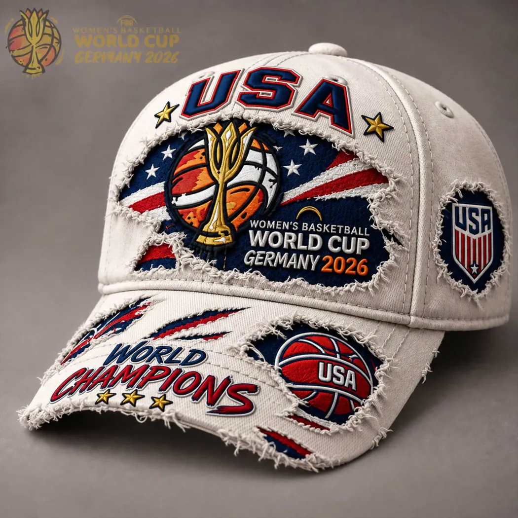 USA Women’s Basketball World Cup Germany 2026 Champions Distressed Baseball Cap USA Women’s Basketball World Cup Germany 2026 Champions Distressed Baseball Cap