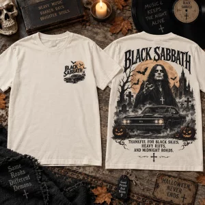 Black Sabbath Heavy Riffs and Midnight Roads Vintage Graphic T-Shirt