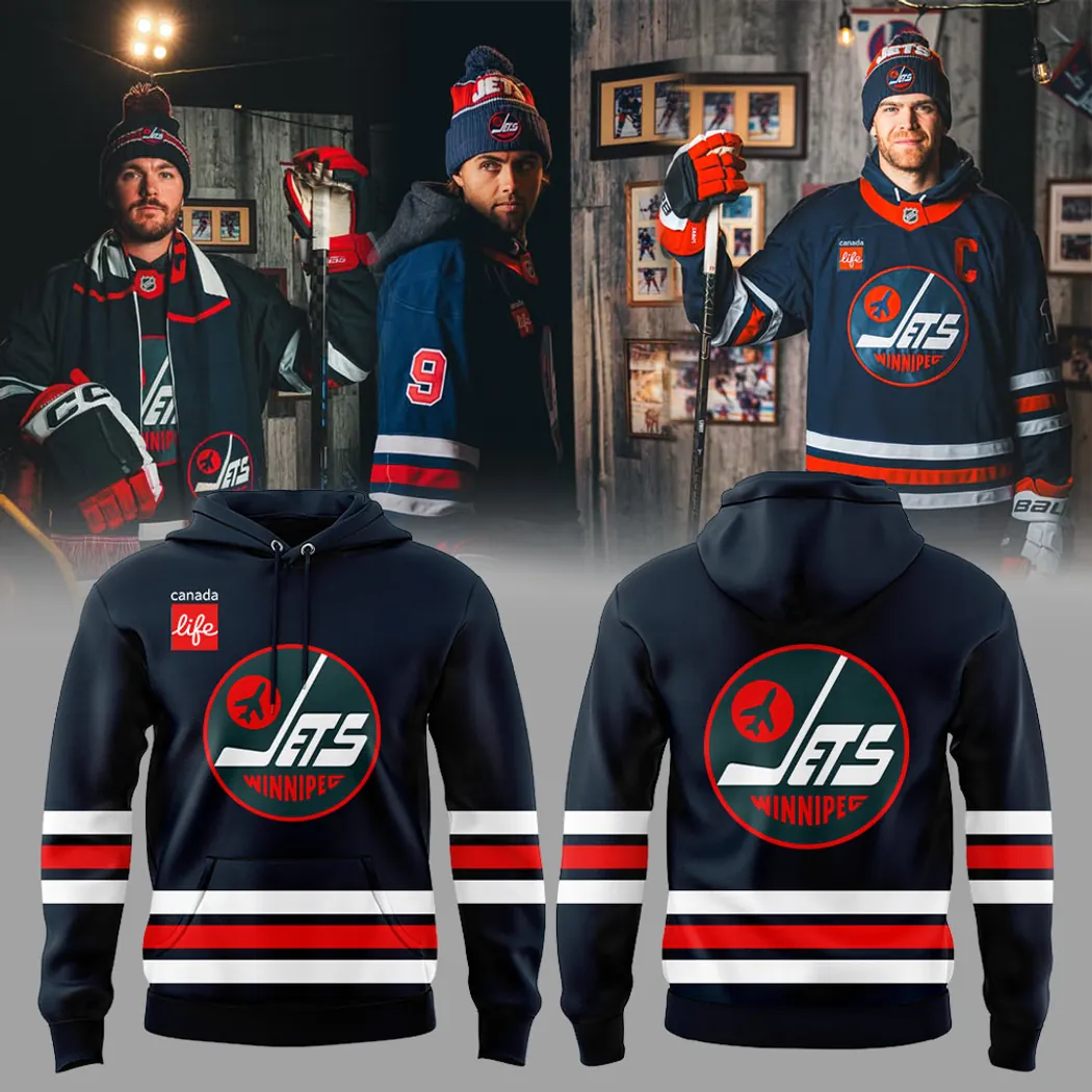 Winnipeg Jets NHL Hockey Classic Striped Pullover Hoodie Winnipeg Jets NHL Hockey Classic Striped Pullover Hoodie