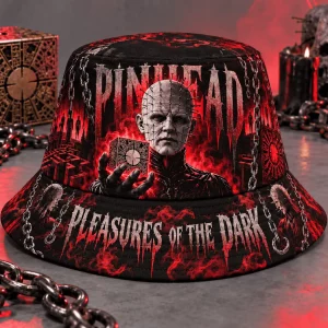 Pinhead Hellraiser Horror Movie Pleasures of the Dark Gothic Graphic Bucket Hat