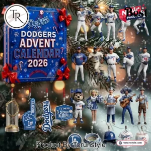 Los Angeles Dodgers 2026 Baseball Fan Holiday Countdown Acrylic Ornament Advent Calendar