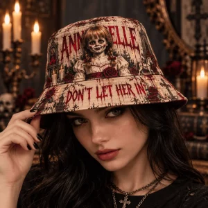 Annabelle Horror Movie Gothic Doll Don't Let Her In Graphic Bucket Hat