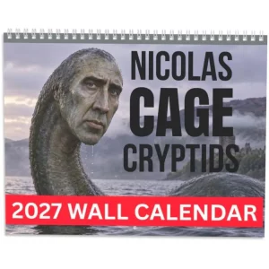 Nicolas Cage Cryptids Funny White Elephant Gag Gift 2027 Wall Calendar