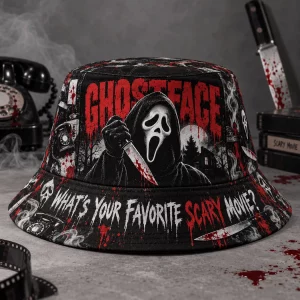 Ghostface What's Your Favorite Scary Movie Halloween Horror Slasher Bucket Hat