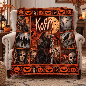 Korn Metal Band Halloween Scarecrow Gothic Horror Cozy Fleece Blanket