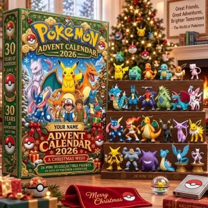 Personalized Pokemon 2026 Christmas Countdown 24 Mini 3D Collectible Figures Custom Name Advent Calendar