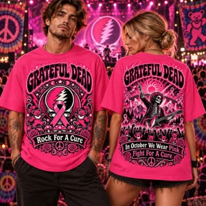 Grateful Dead Rock For A Cure Breast Cancer Awareness Pink Ribbon T-Shirt