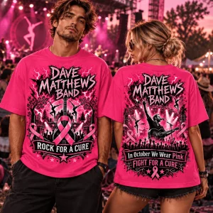 Dave Matthews Band Breast Cancer Awareness Pink Ribbon Rock For A Cure T-Shirt
