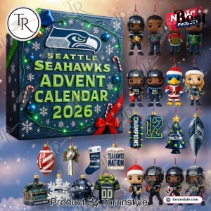 Seattle Seahawks 2026 Christmas Holiday Figurine Keepsake Advent Calendar