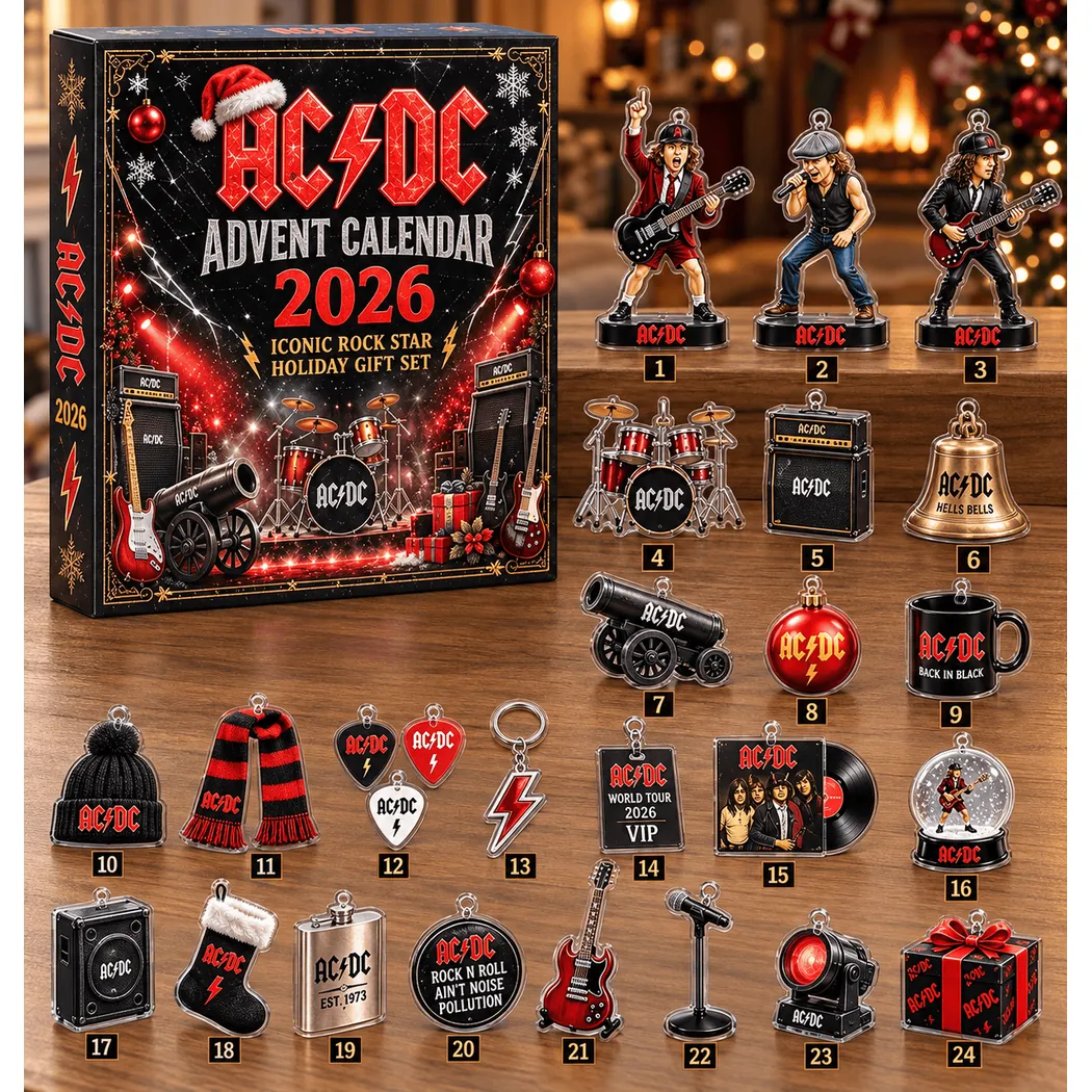 AC DC Rock Band 2026 Christmas Holiday Countdown 24 Days Acrylic Ornament Advent Calendar AC DC Rock Band 2026 Christmas Holiday Countdown 24 Days Acrylic Ornament Advent Calendar