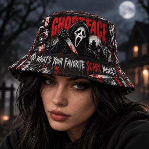 Ghostface What's Your Favorite Scary Movie Halloween Horror Slasher Bucket Hat