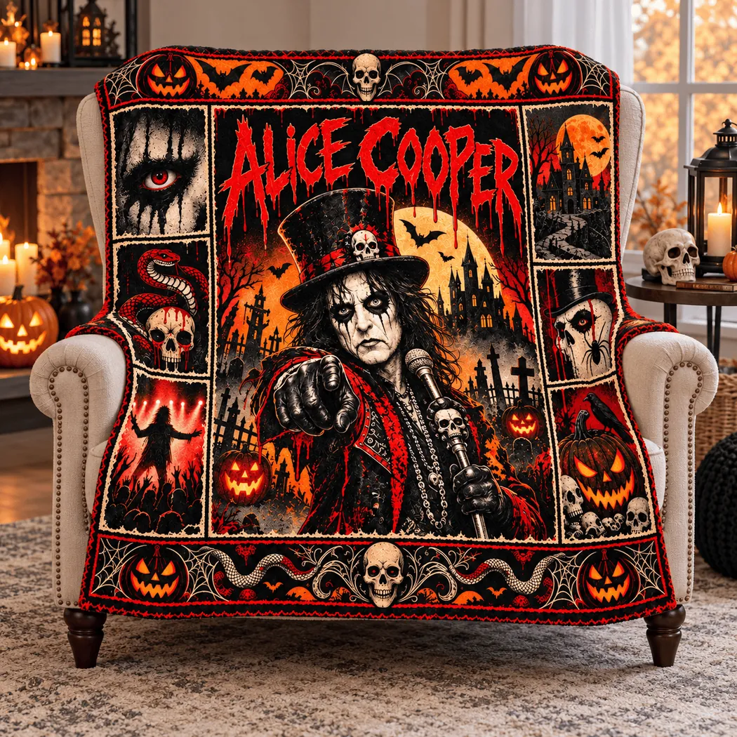 Alice Cooper Shock Rock Legend Gothic Halloween Skull Portrait Fleece Blanket Alice Cooper Shock Rock Legend Gothic Halloween Skull Portrait Fleece Blanket
