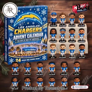NFL Los Angeles Chargers 24 Days Holiday Countdown with Mini Player Figures Advent Calendar