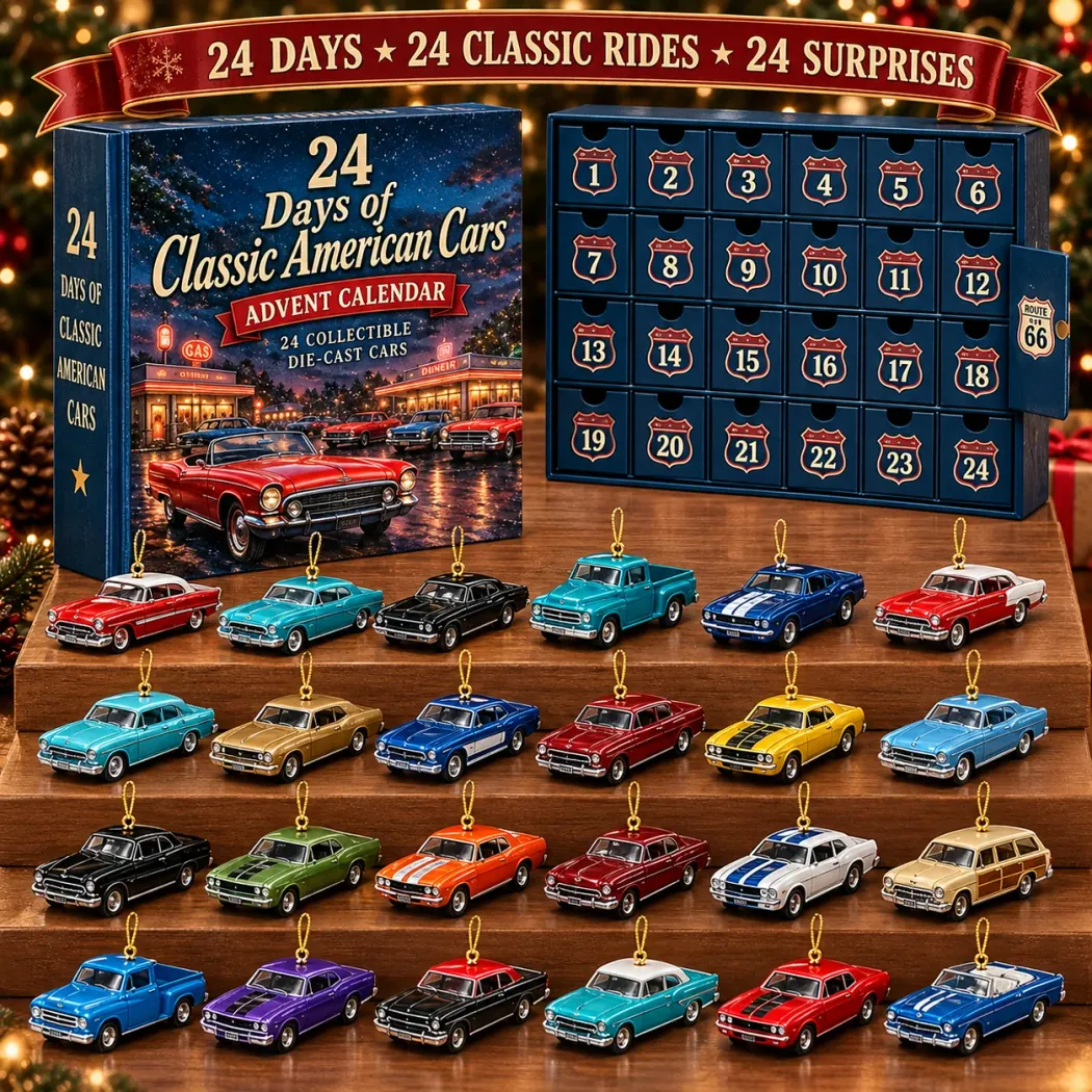 Classic American Cars 24 Days of Vintage Die-Cast Collectible Ornaments Christmas Countdown Advent Calendar Classic American Cars 24 Days of Vintage Die-Cast Collectible Ornaments Christmas Countdown Advent Calendar