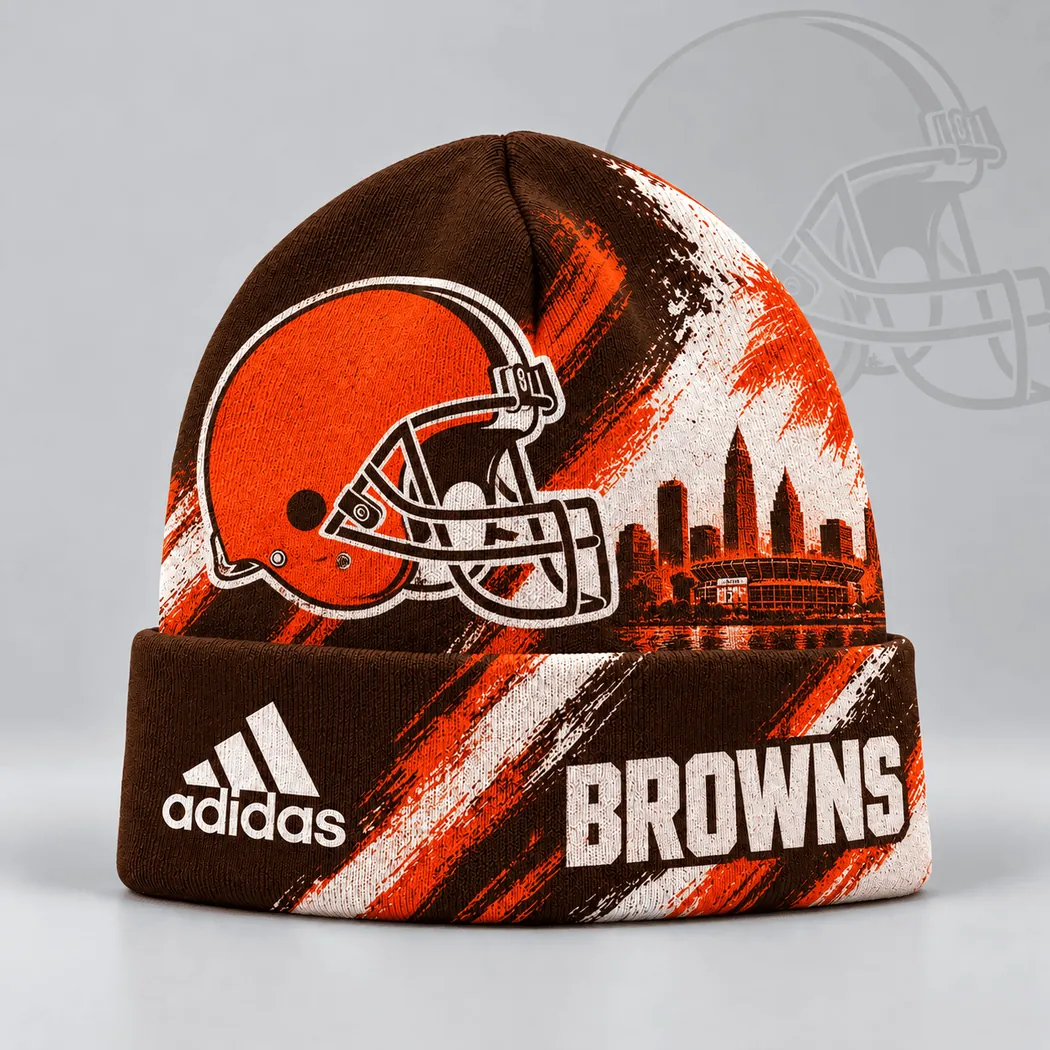 Cleveland Browns Urban Skyline Distressed Brushstroke Winter Cuffed Knit Beanie Hat Cleveland Browns Urban Skyline Distressed Brushstroke Winter Cuffed Knit Beanie Hat