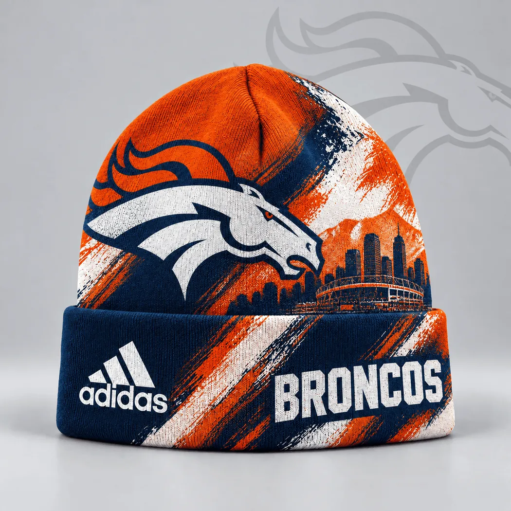Denver Broncos NFL Urban Skyline Distressed Brushstroke Knit Cuffed Beanie Hat Denver Broncos NFL Urban Skyline Distressed Brushstroke Knit Cuffed Beanie Hat