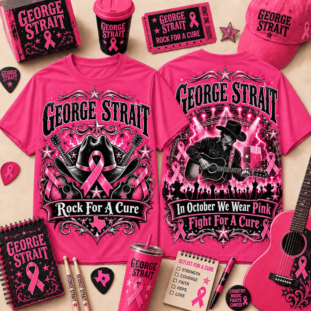 George Strait Rock For A Cure Breast Cancer Awareness Pink Ribbon Country Music T-Shirt George Strait Rock For A Cure Breast Cancer Awareness Pink Ribbon Country Music T-Shirt