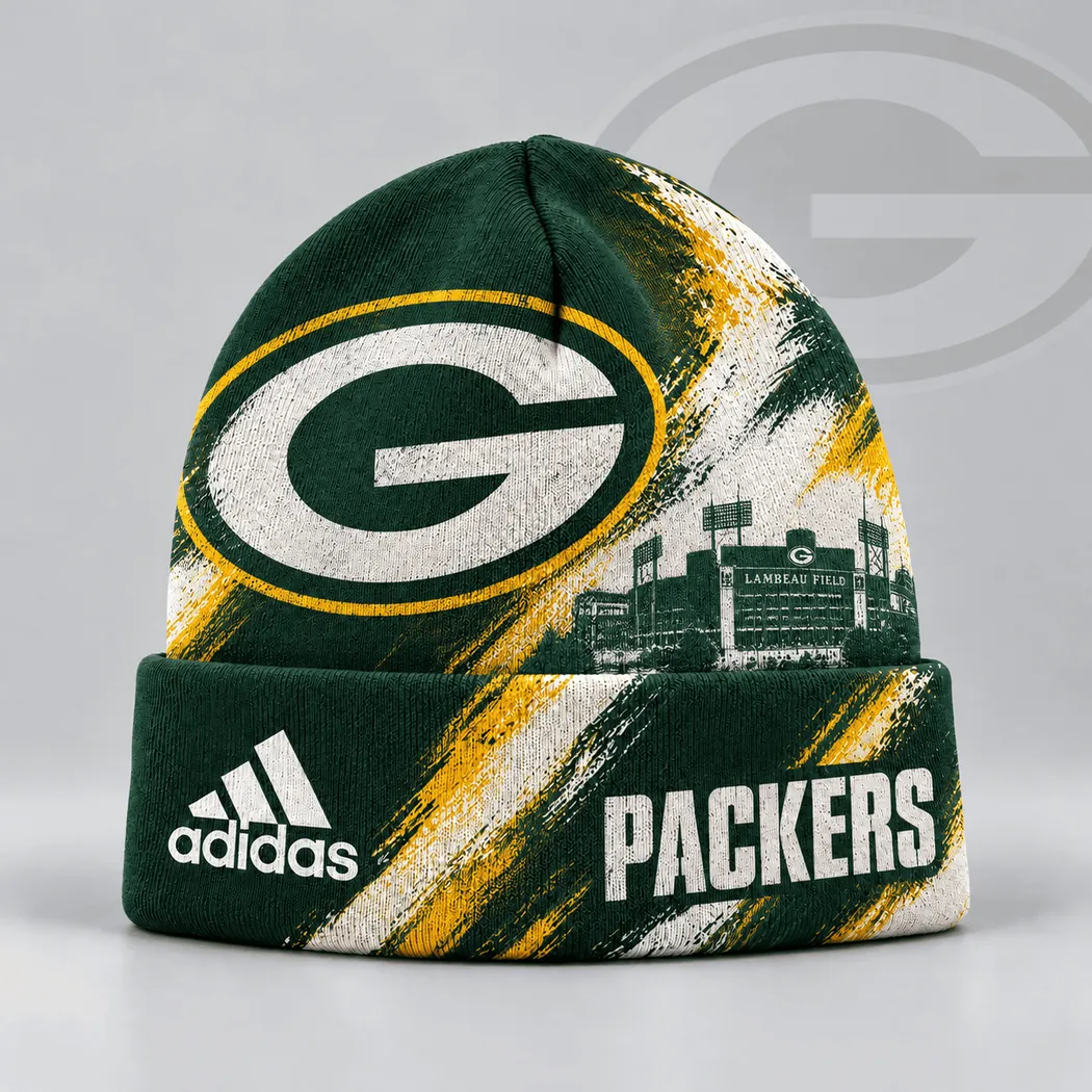 Green Bay Packers Lambeau Field Distressed Brushstroke Knit Cuffed Beanie Hat Green Bay Packers Lambeau Field Distressed Brushstroke Knit Cuffed Beanie Hat