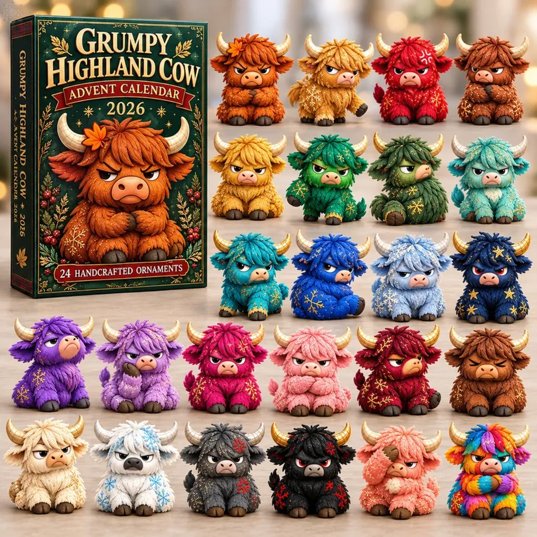 Grumpy Highland Cow 2026 Holiday Countdown with 24 Handcrafted Ornaments Advent Calendar Grumpy Highland Cow 2026 Holiday Countdown with 24 Handcrafted Ornaments Advent Calendar