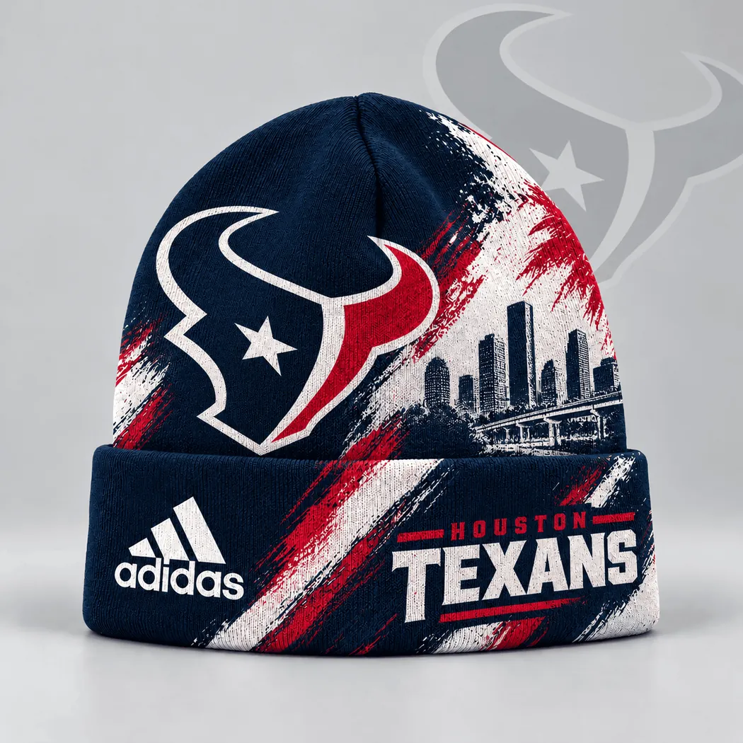 Houston Texans NFL Urban Skyline Distressed Graphic Winter Cuffed Beanie Hat Houston Texans NFL Urban Skyline Distressed Graphic Winter Cuffed Beanie Hat