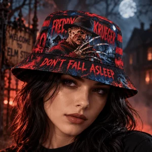 Freddy Krueger Nightmare on Elm Street Vintage Horror Movie Graphic Bucket Hat
