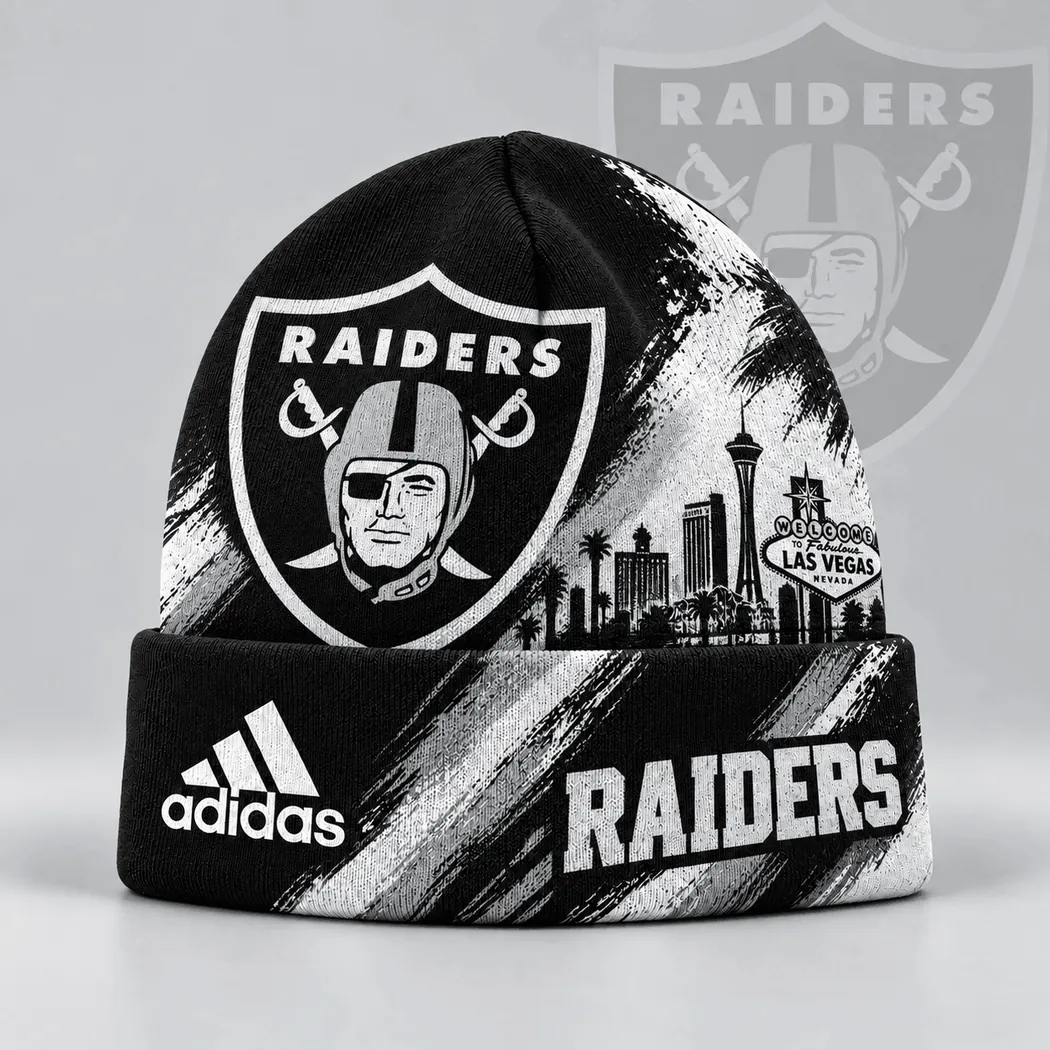 Las Vegas Raiders NFL Urban Skyline Distressed Brushstroke Knit Cuffed Beanie Hat Las Vegas Raiders NFL Urban Skyline Distressed Brushstroke Knit Cuffed Beanie Hat