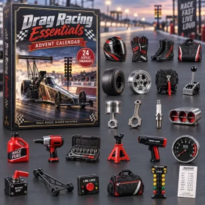 Drag Racing Essentials Motorsport 24-Day Christmas Countdown Acrylic Ornaments Advent Calendar