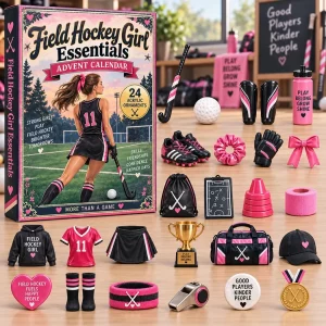 Field Hockey Girl Essentials 24 Day Christmas Countdown with Acrylic Ornaments Advent Calendar