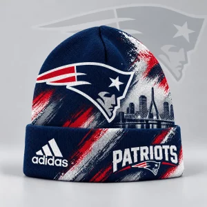 New England Patriots Urban Skyline Distressed Brushstroke Winter Cuffed Beanie Hat